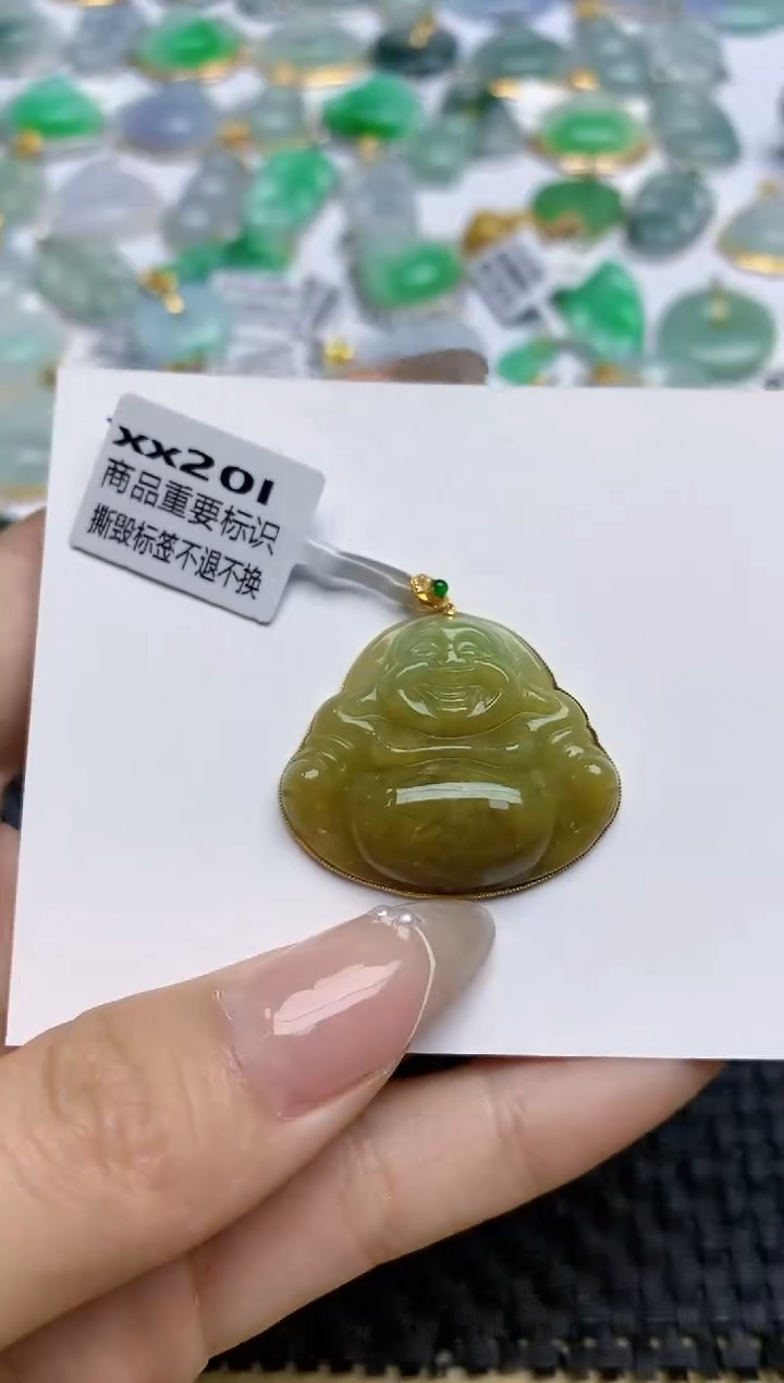 【闪购商品】翡翠颈饰18K金镶嵌 天然翡翠A货