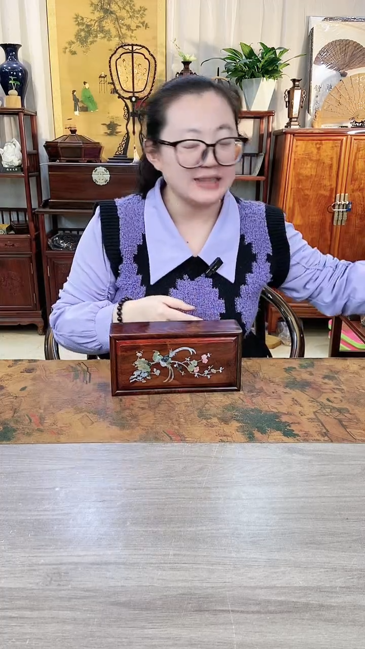 【闪购商品】红酸枝木类成套家具大红酸枝 螺钿前程似锦22*11*6.5