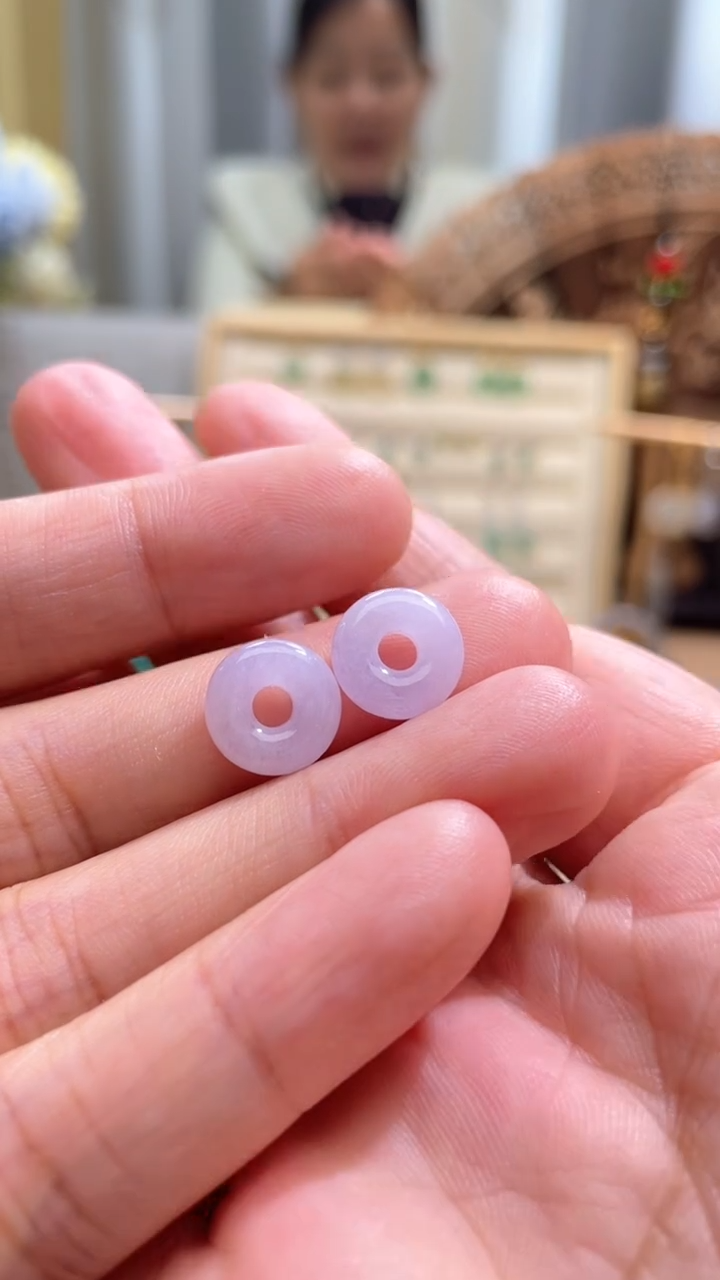 【闪购商品】翡翠颈饰未镶嵌平安扣一对