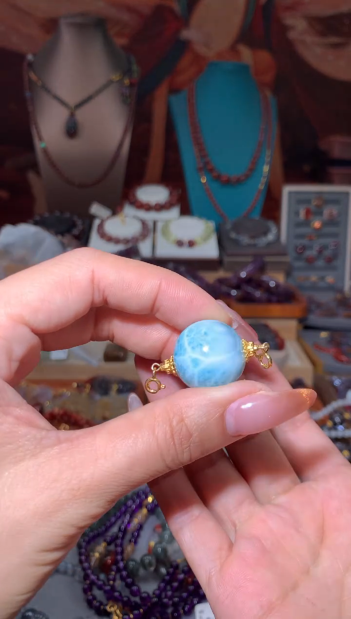 未镶嵌针钠钙石（海纹石）颈饰喜***…海纹石单珠吊坠