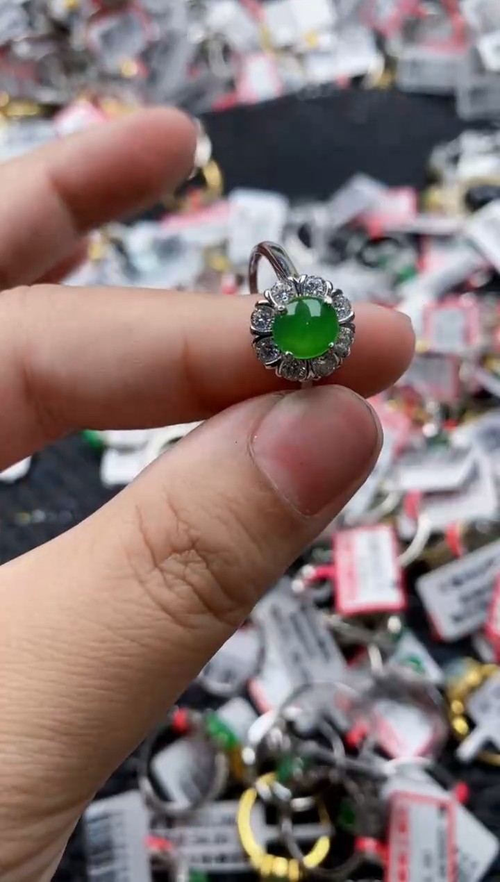 翡翠银S925镶嵌戒指66666----5