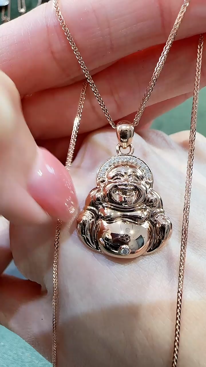 【闪购商品】天然钻石吊坠(不含链)18K金镶嵌18K金钻石佛公吊坠