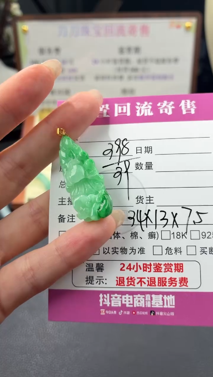 颈饰18K金镶嵌翡翠00003562