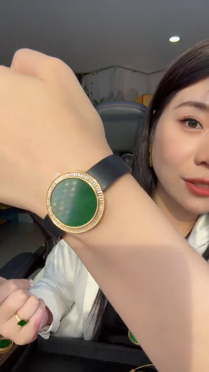 【闪购商品】翡翠吊坠(不含链)银S925镀金镶嵌天然缅甸翡翠A货吊坠