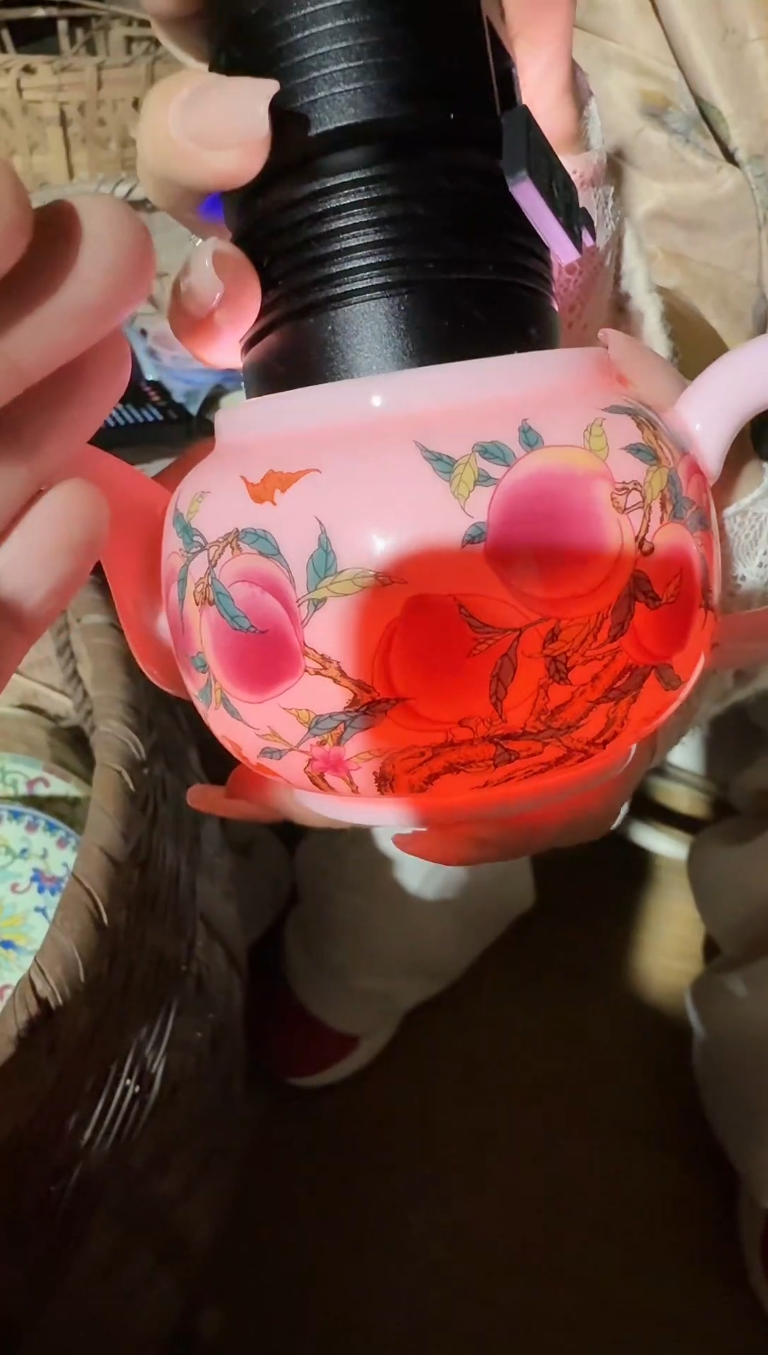 摆件陶景德镇高温陶瓷0012红稀土九桃茶壶