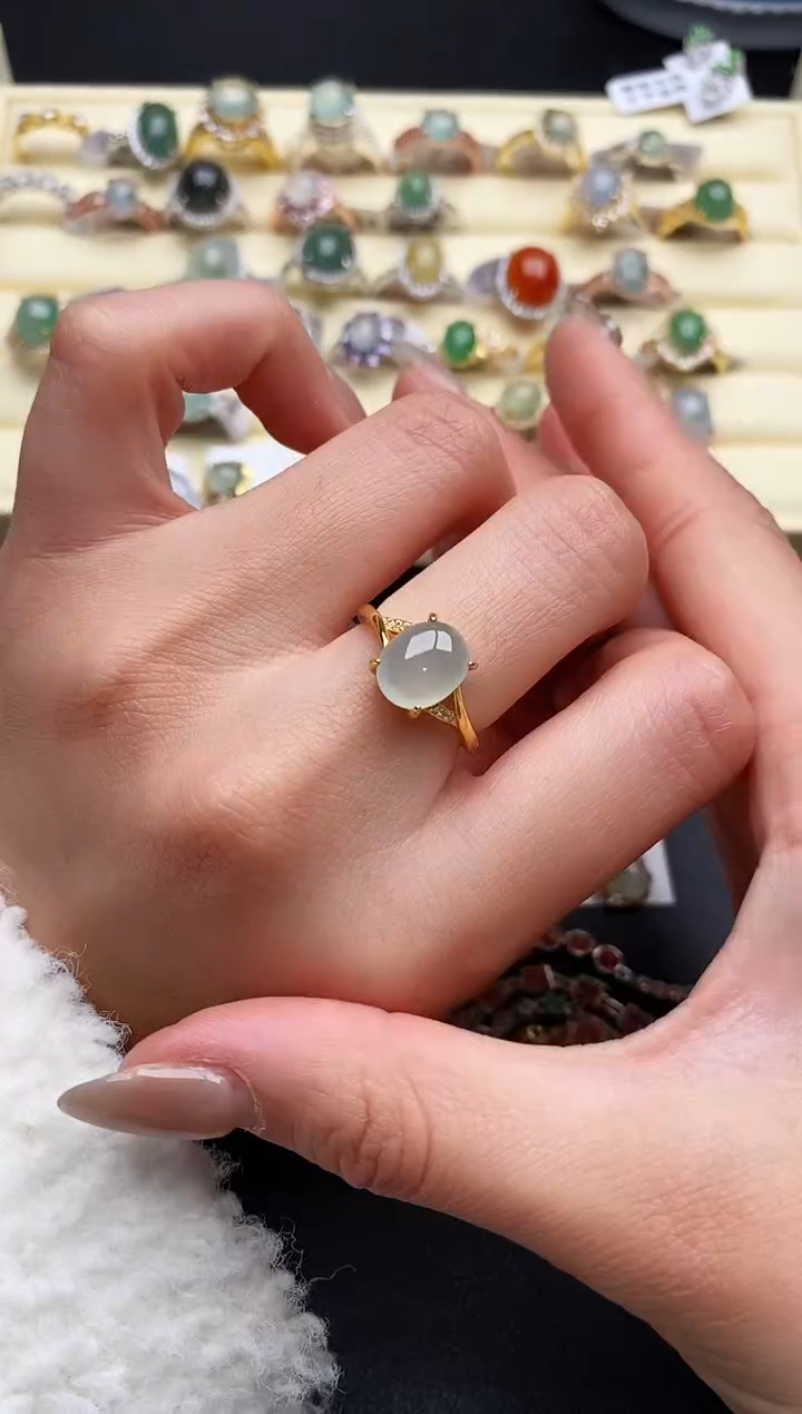 【闪购商品】翡翠戒指银S925镶嵌77777777+10