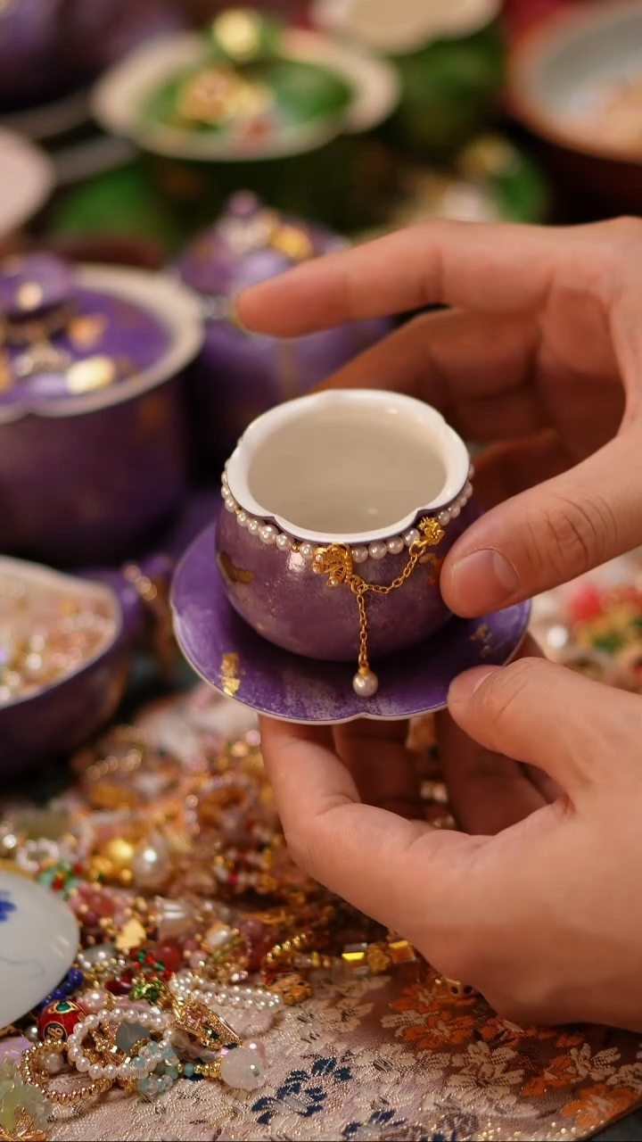 【闪购商品】紫色大漆杯杯+杯垫+链子