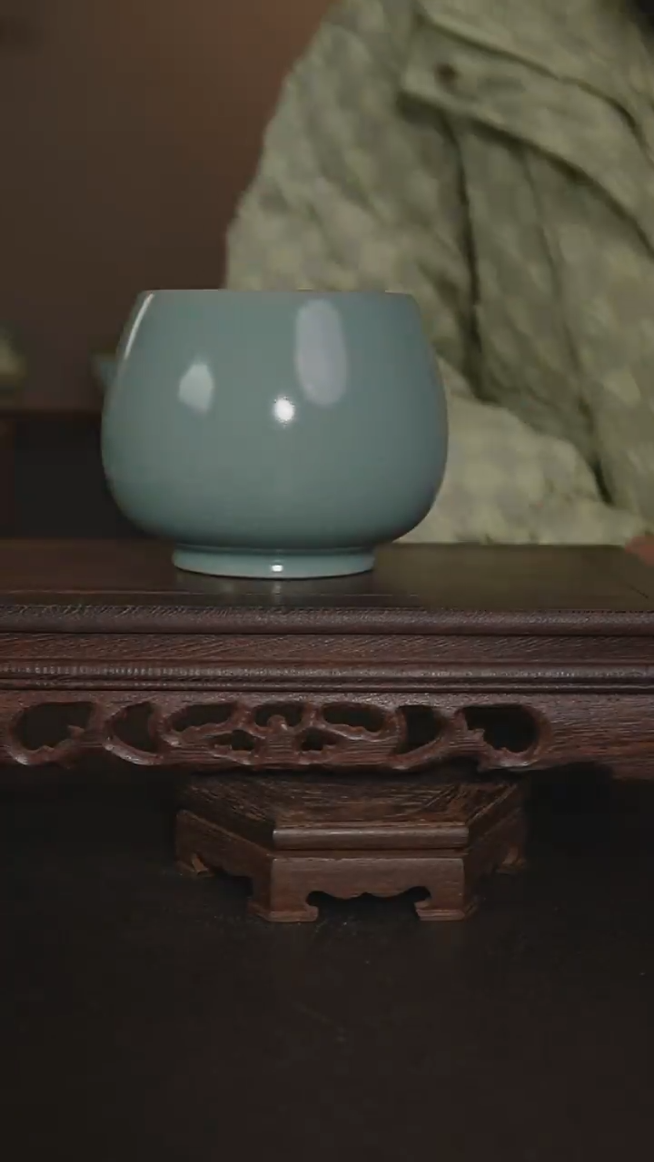 摆件瓷仿古手工茶渣斗