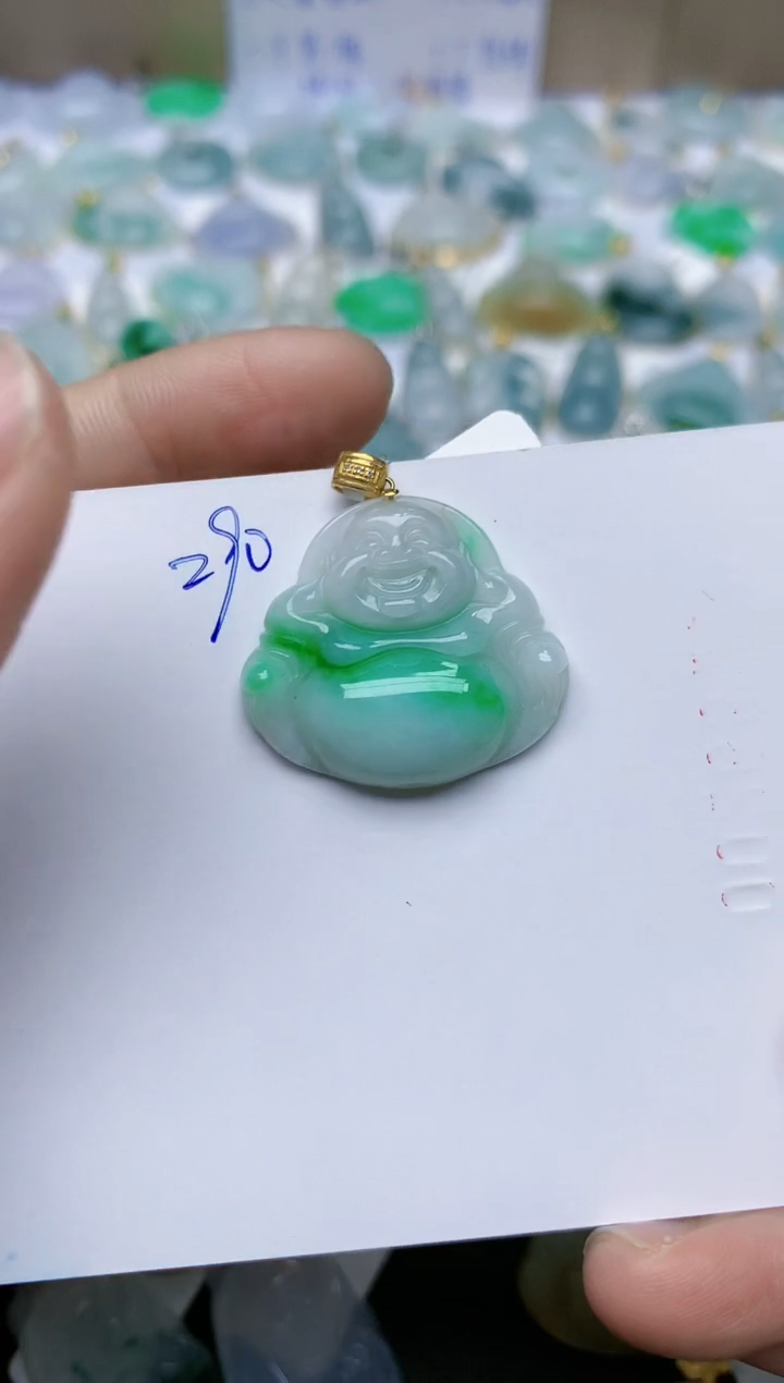 【闪购商品】翡翠颈饰18K金镶嵌天然翡翠A货    