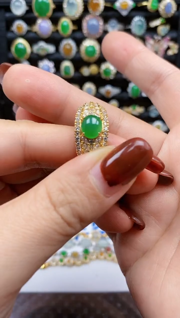 银S925镶嵌戒指翡翠273