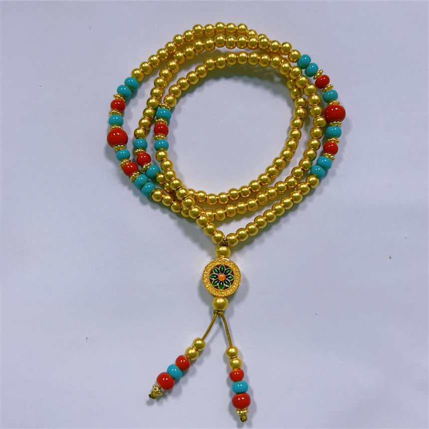 福满圆珠宝3 足金 无氰国风宝相花项链