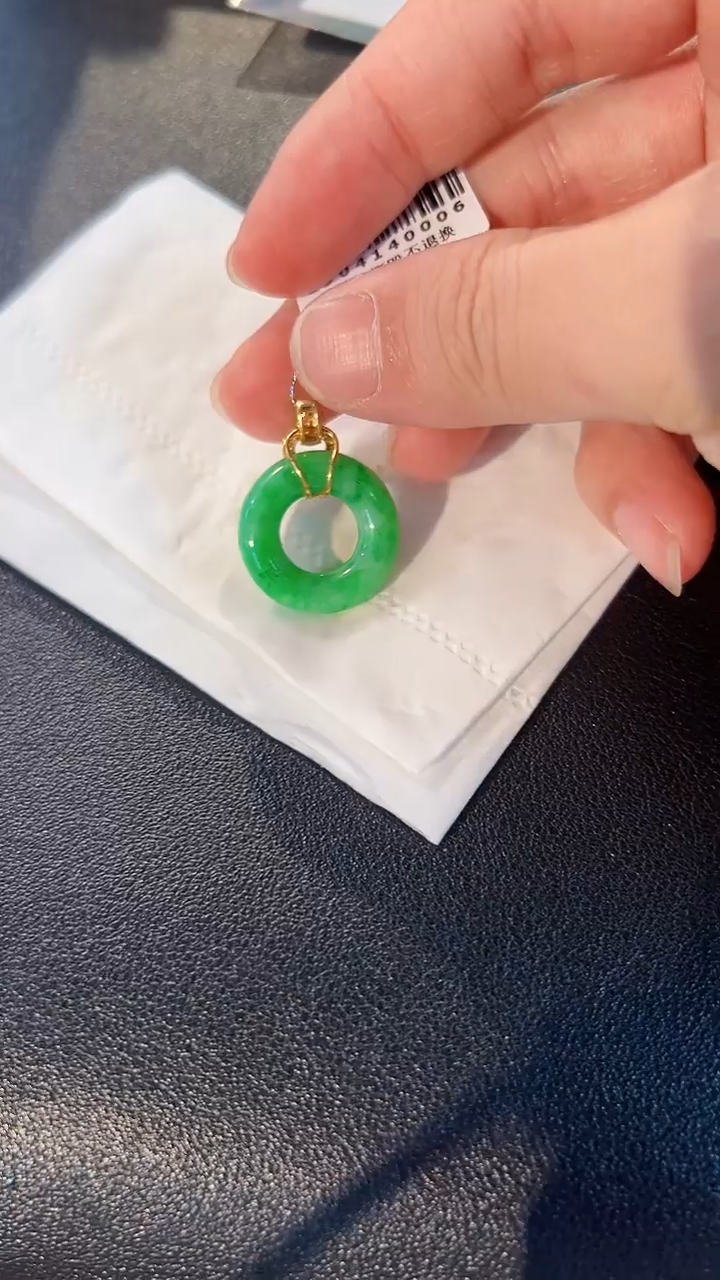 翡翠18K金镶嵌颈饰缅料A货/支持复检/一件