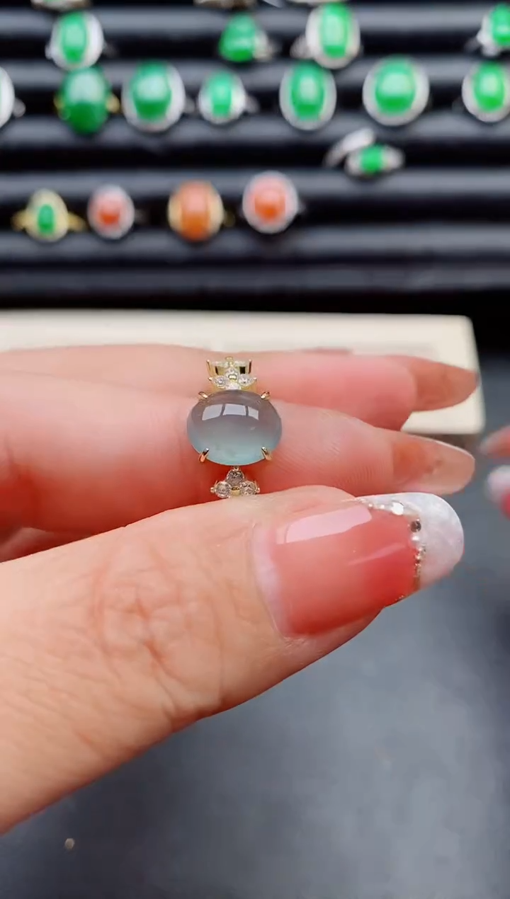 【闪购商品】翡翠戒指银S925镶嵌80000