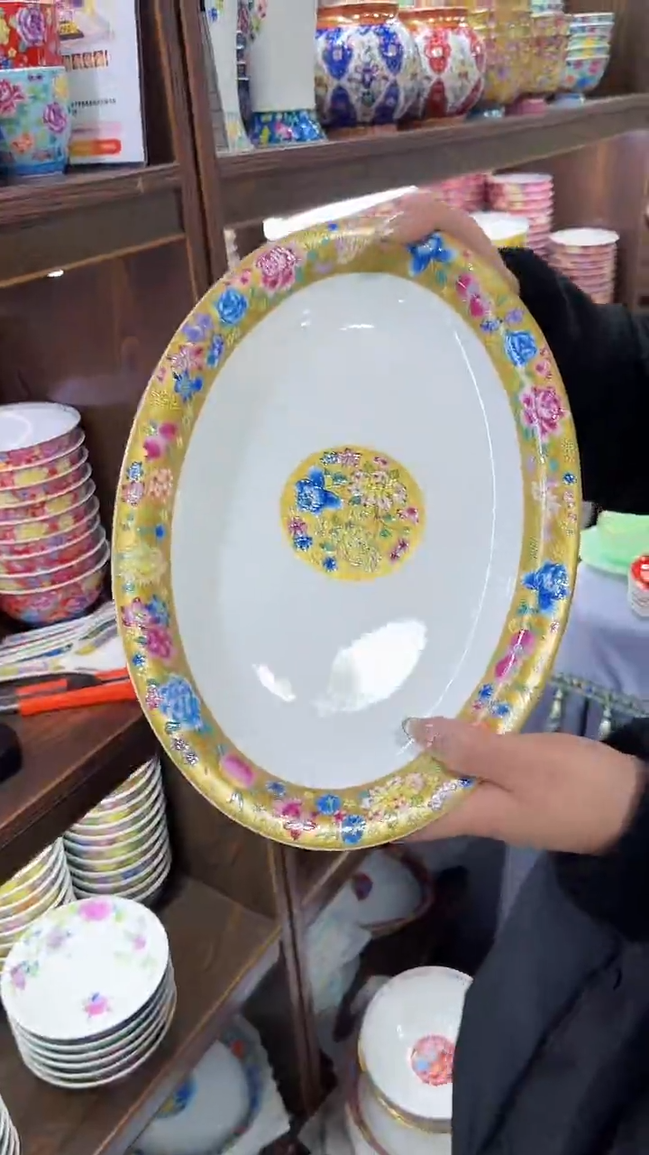 【闪购商品】瓷片 12英寸鱼盘1个景德镇陶瓷【秦坊】