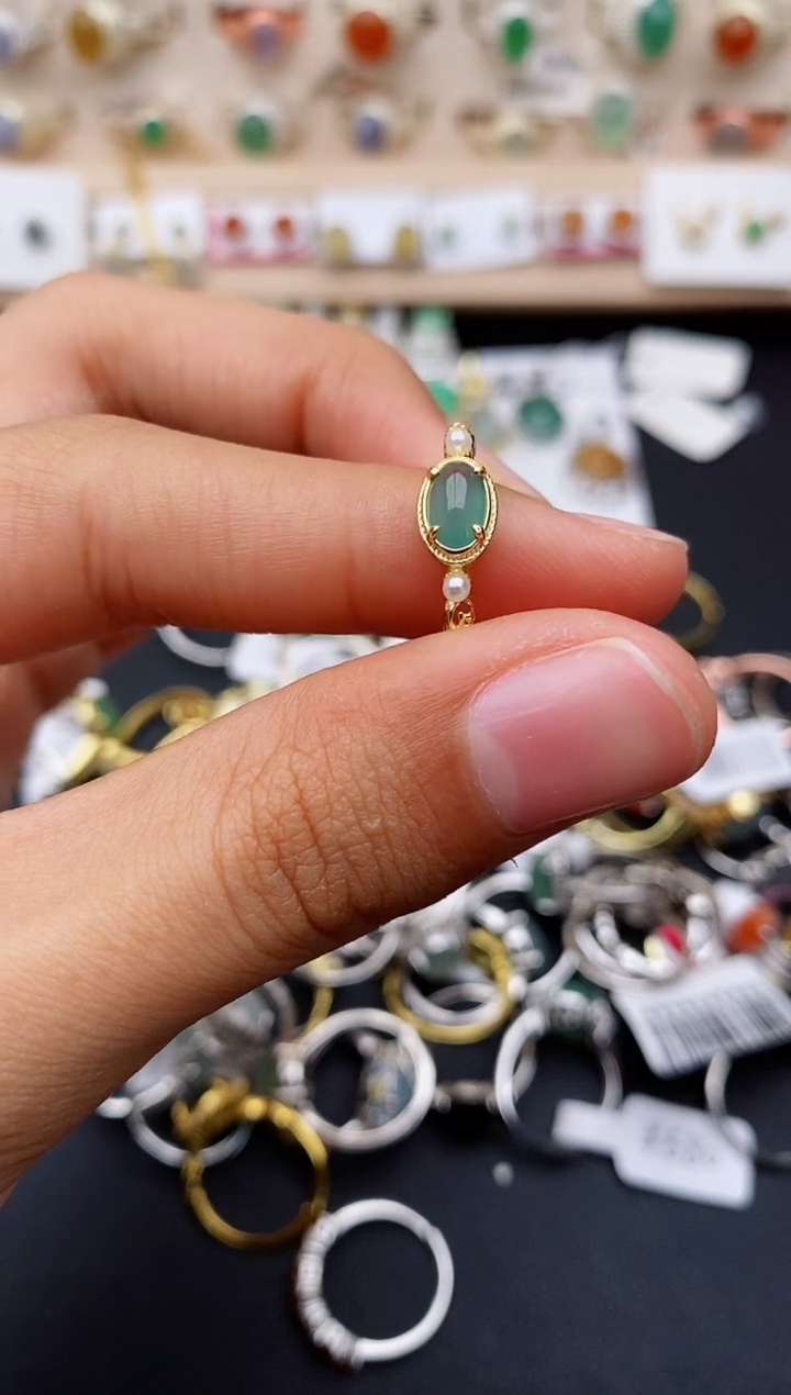【闪购商品】翡翠戒指银S925镶嵌缅甸翡翠