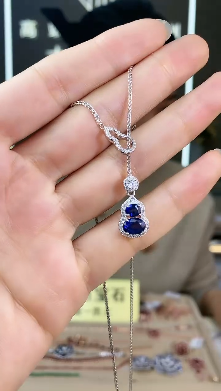 【闪购商品】蓝宝石颈饰银S925镶嵌颈饰