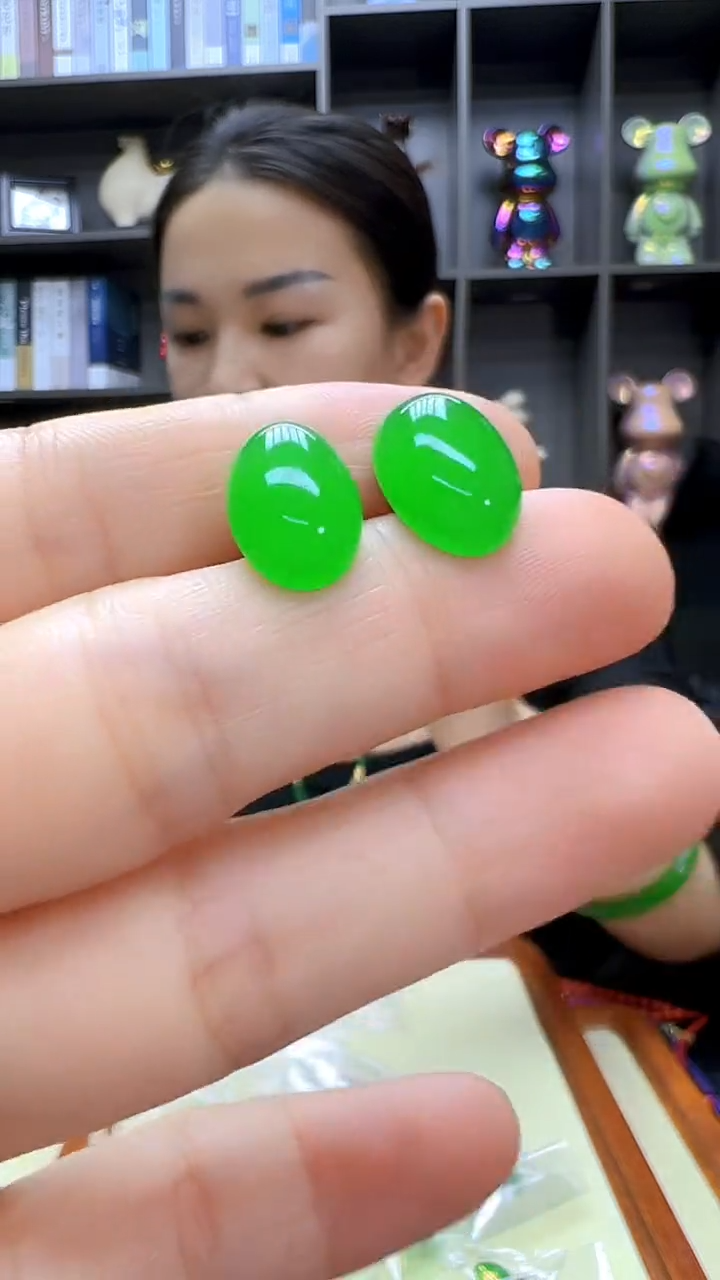 翡翠14K金镶嵌颈饰沉白diy劲饰耳针