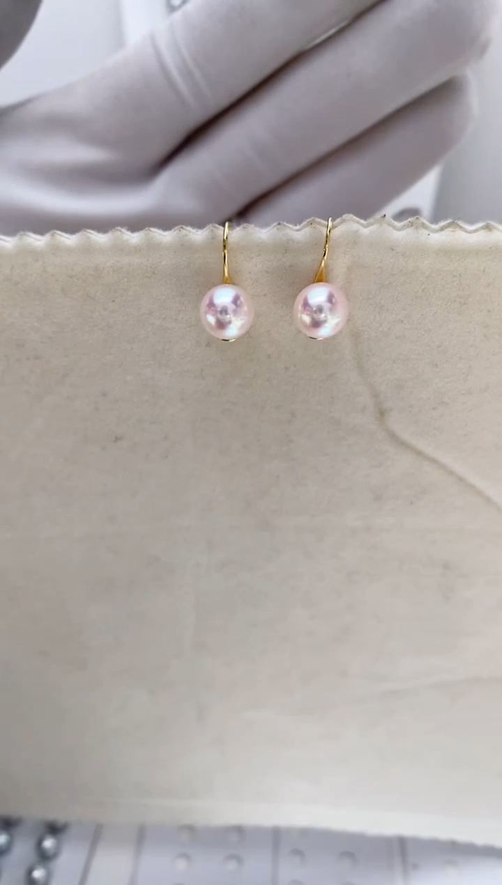 【闪购商品】海水珍珠耳饰18K金镶嵌8-8.5特选天女高跟鞋耳环