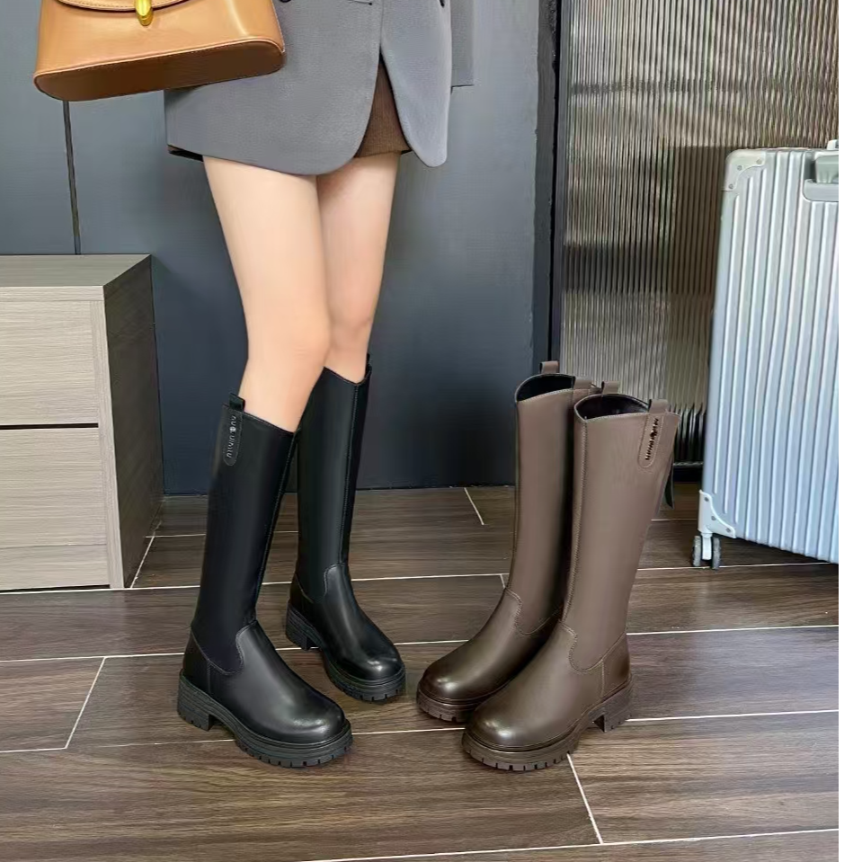 韩版时尚2025加绒长靴F11-1长筒过膝百搭靴子女