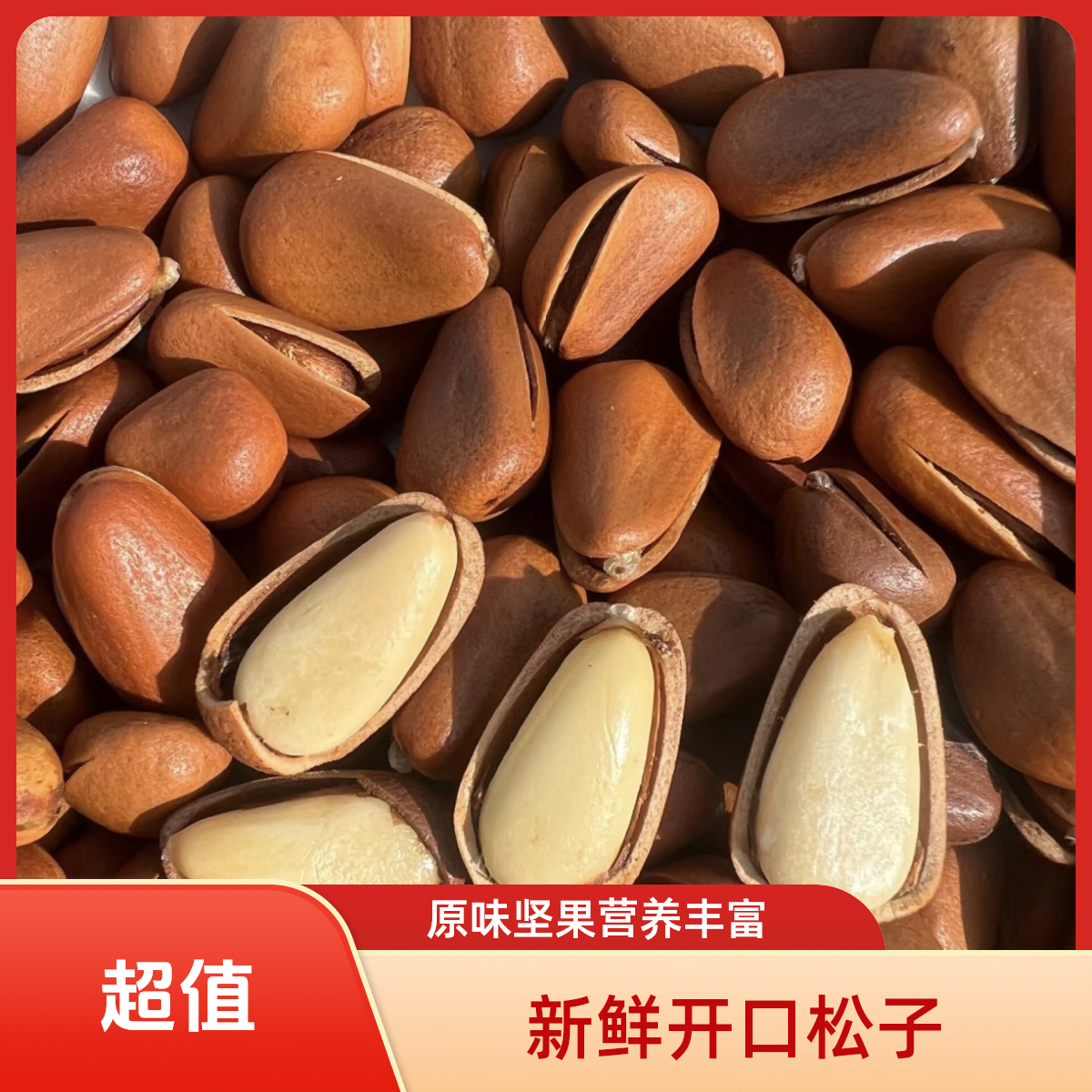 东北开口红松子大颗粒手剥原味零食坚果土特产新货