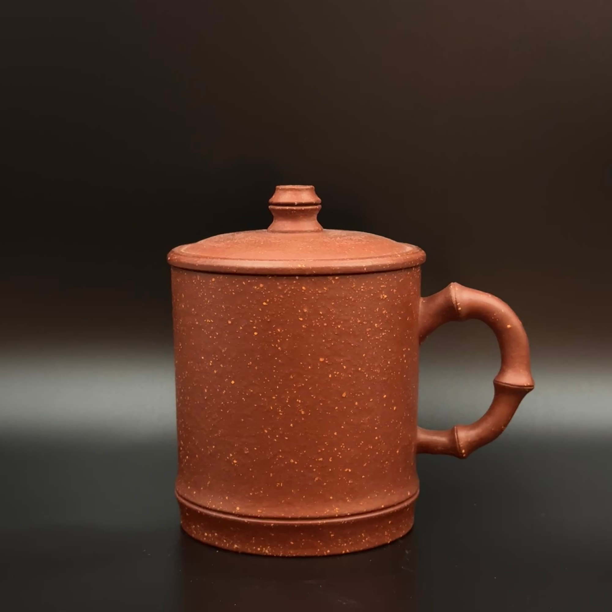 古枣红朱泥 盖杯 紫砂杯竹节杯 360cc泡茶杯 竹段节节高升 主人杯