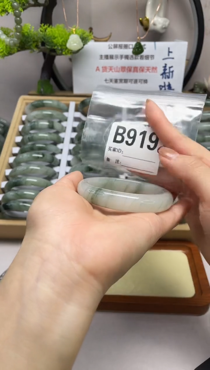 【闪购商品】石英质玉（天山翠）手镯未镶嵌b919