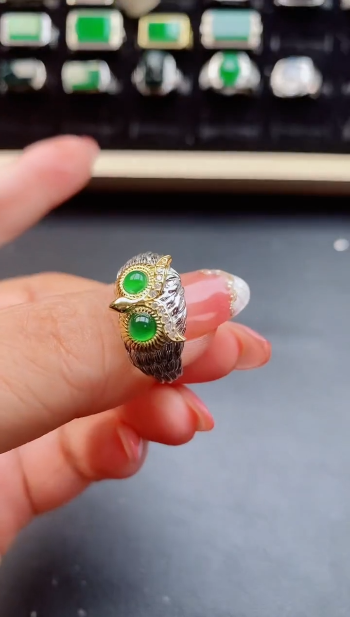 【闪购商品】翡翠戒指银S925镶嵌080505