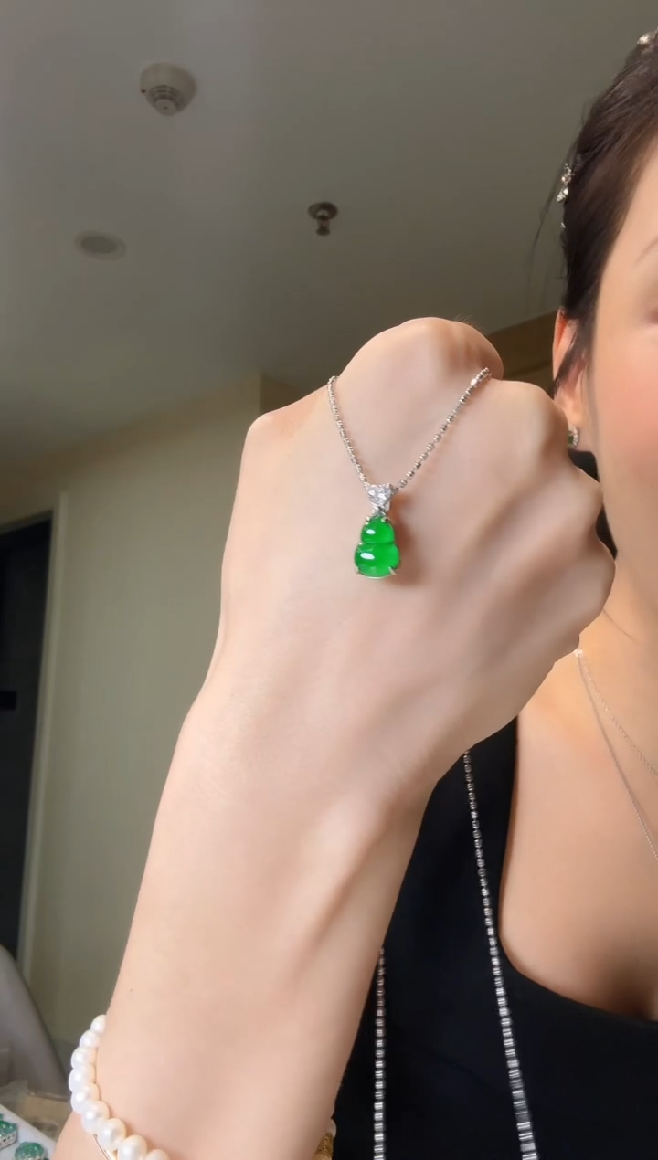 翡翠银S925镶嵌吊坠(不含链)天然翡翠吊坠