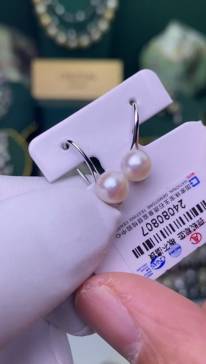 【闪购商品】海水珍珠耳饰银S925镶嵌6-7