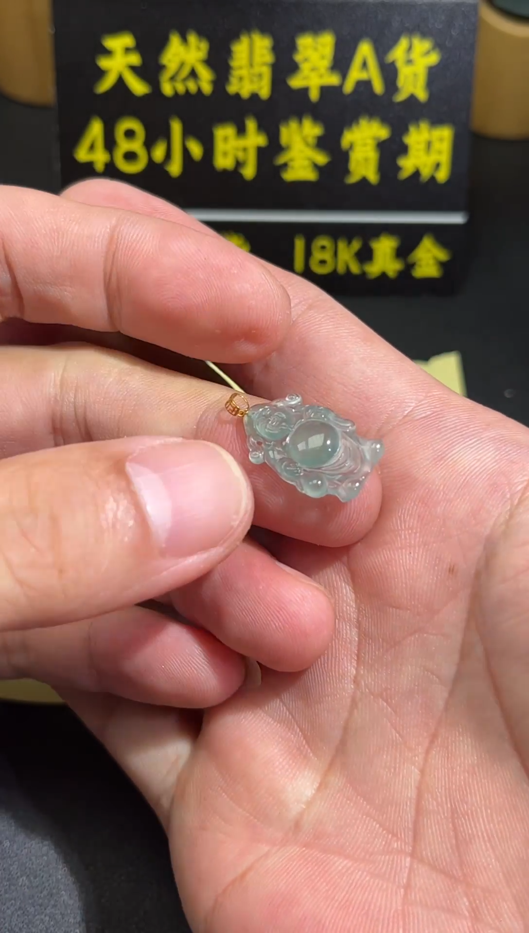 翡翠18K金镶嵌颈饰翡翠A货
