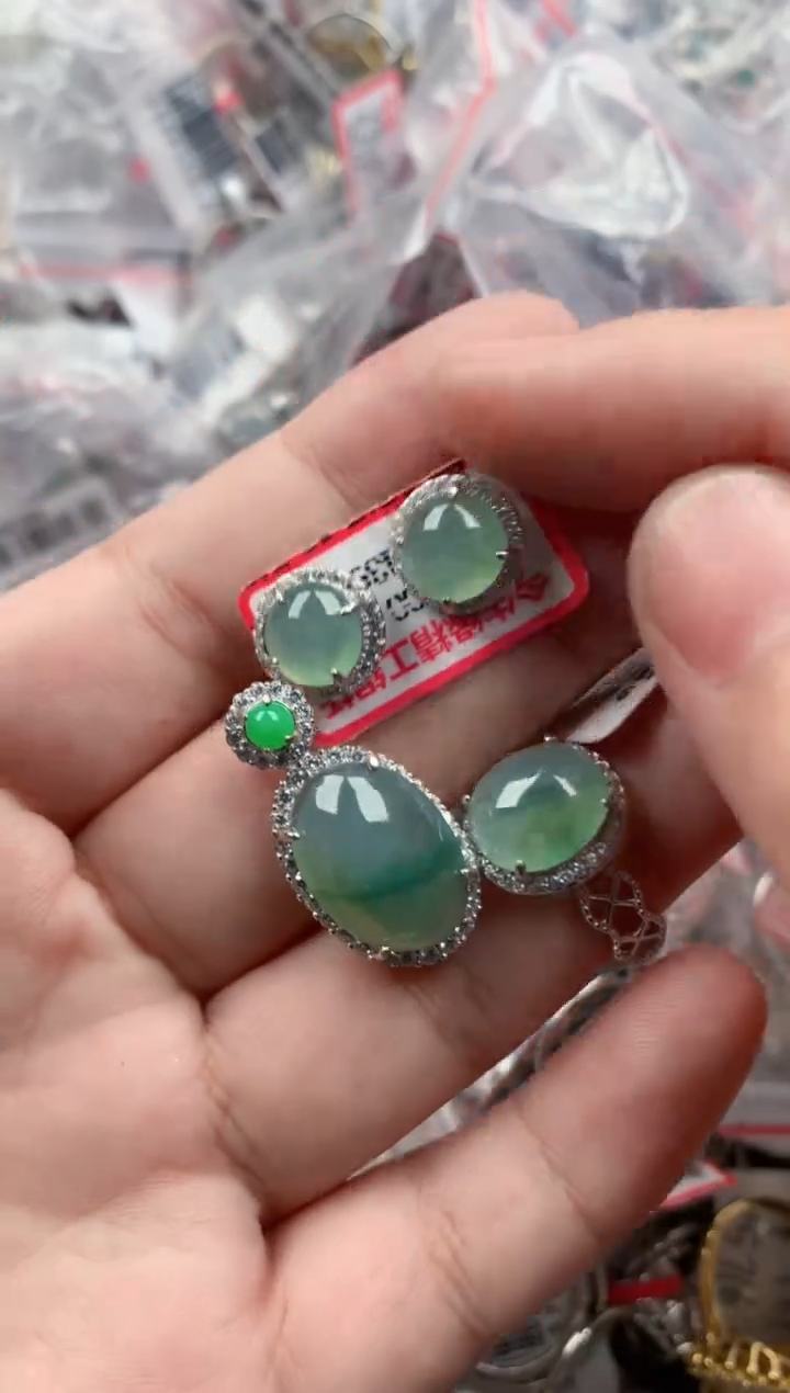 银S925镶嵌戒指翡翠13 13   7