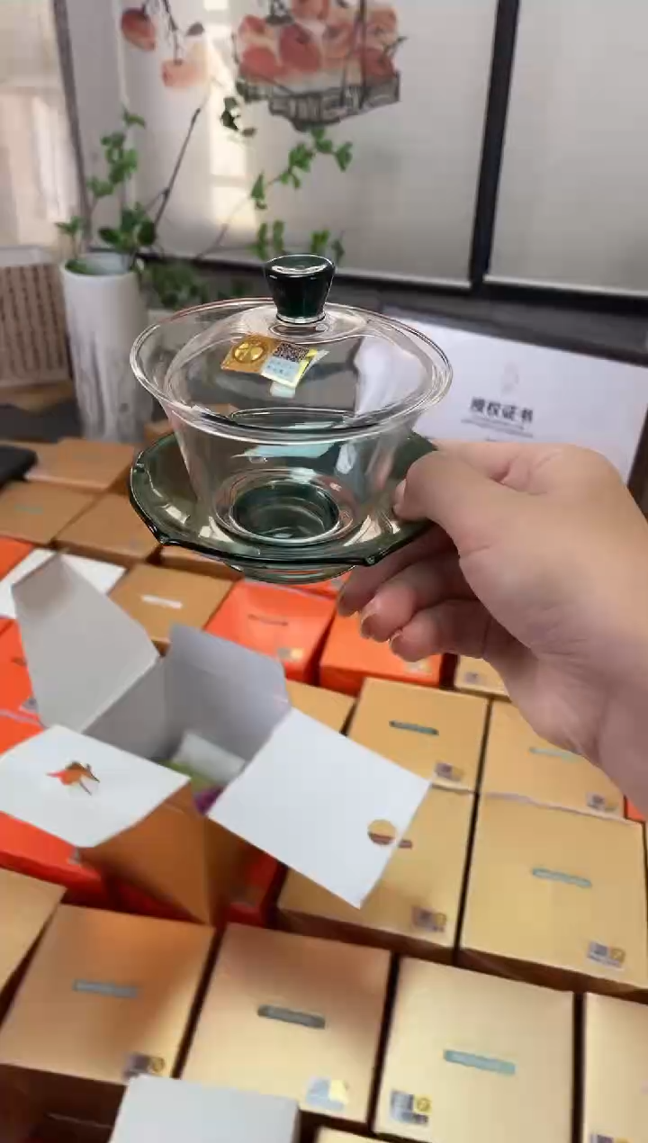 禾器/荷叶盖碗/墨绿