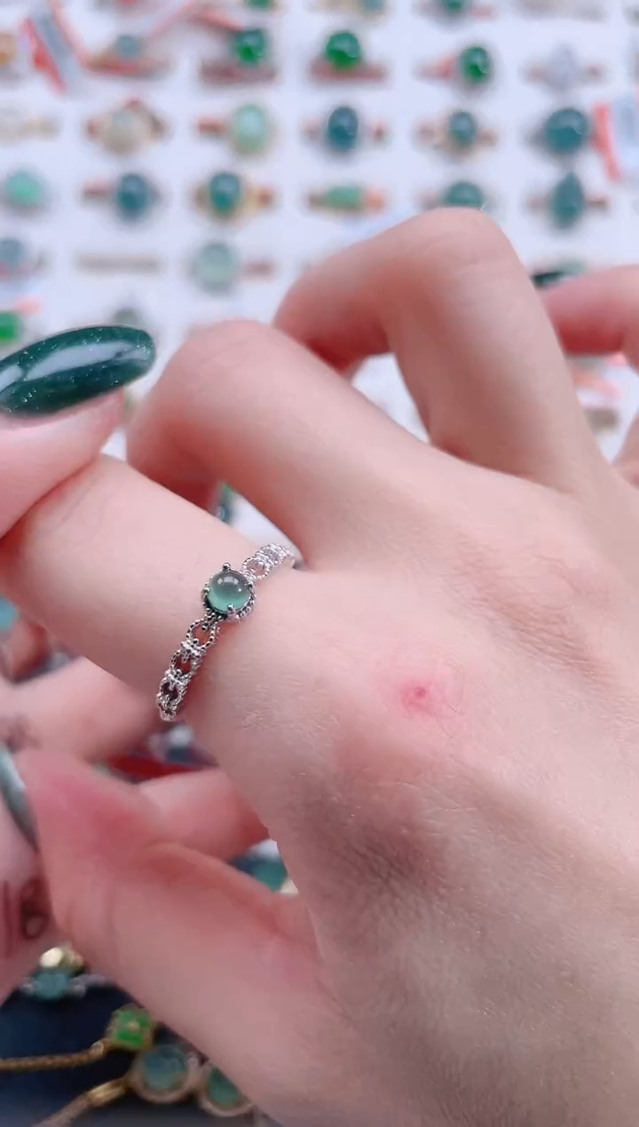 银S925镶嵌戒指翡翠天然翡翠