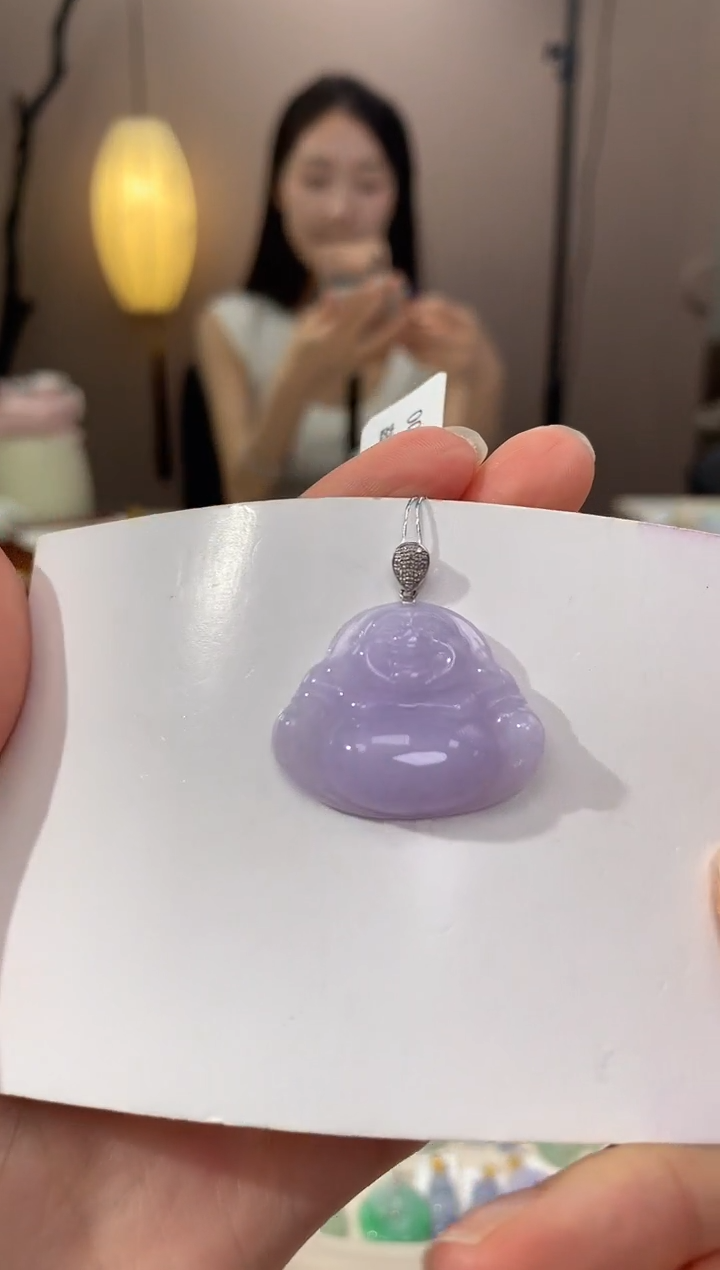 翡翠18K金镶嵌颈饰天然缅甸a货翡翠