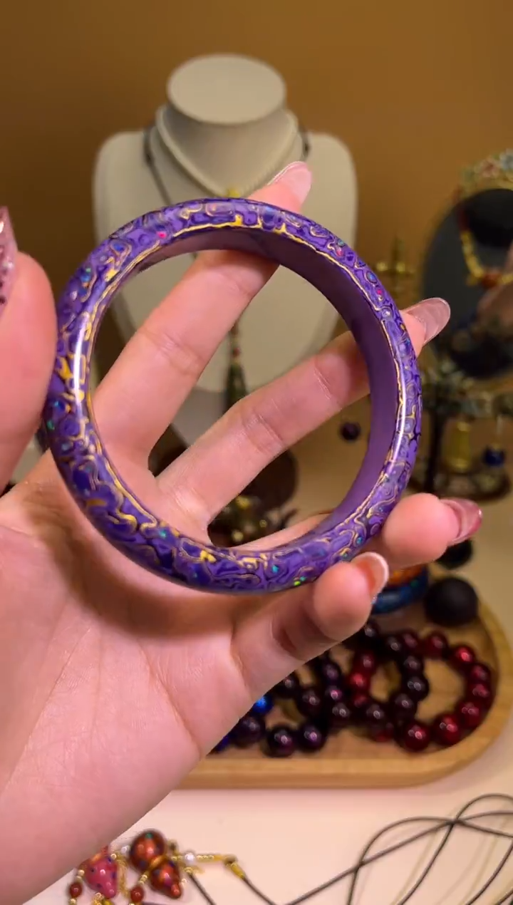 榕城大漆紫色变彩手镯60~61圈口