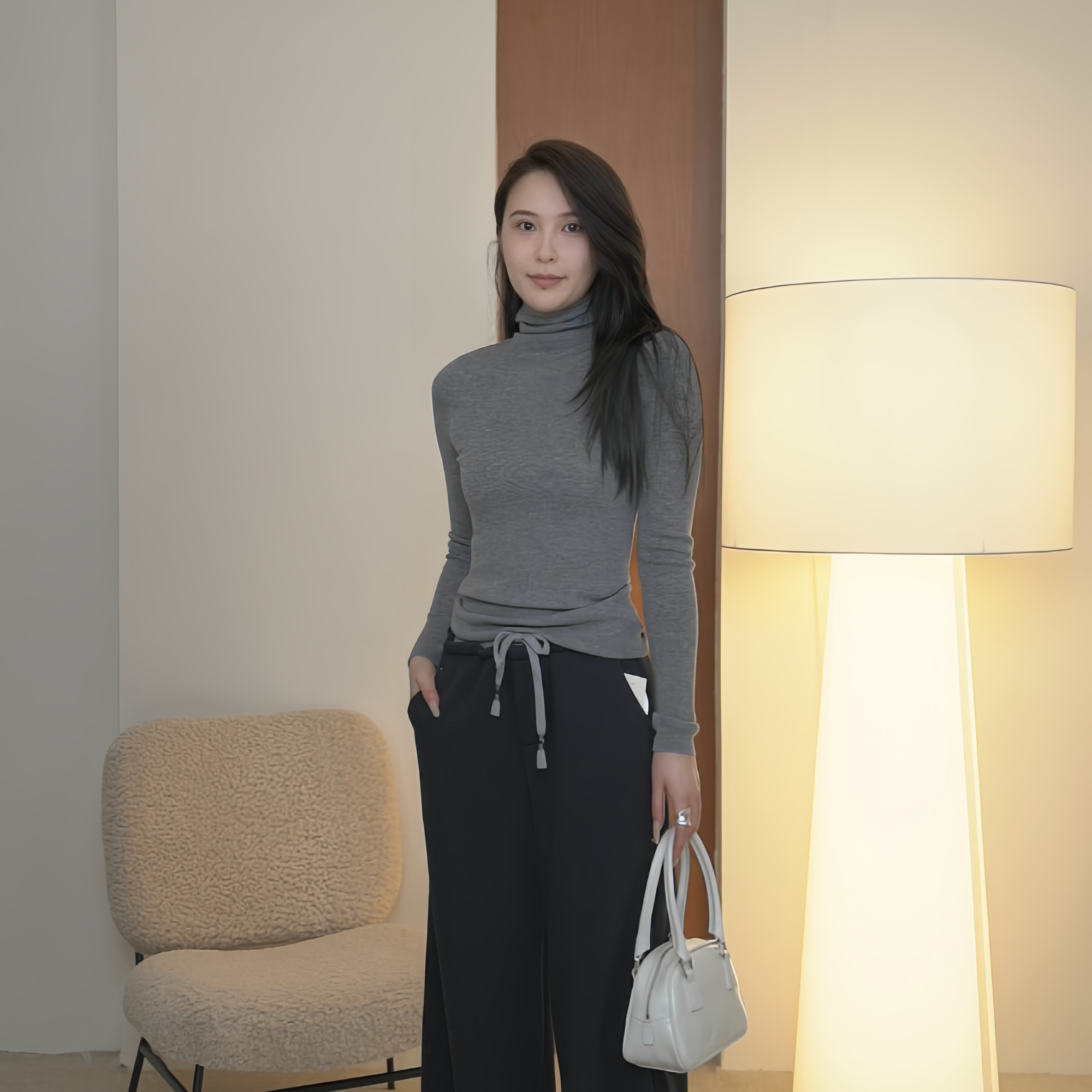 【衣小姐精选】薄款羊毛弹力高领打底衫