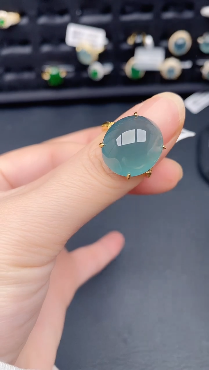 银S925镶嵌戒指翡翠天然a货翡翠166