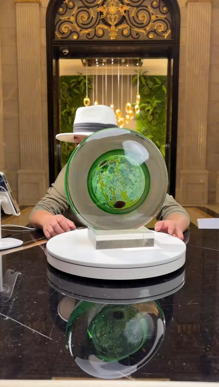 【闪购商品】茶宠AJ05149绿色行星+14*16透底座