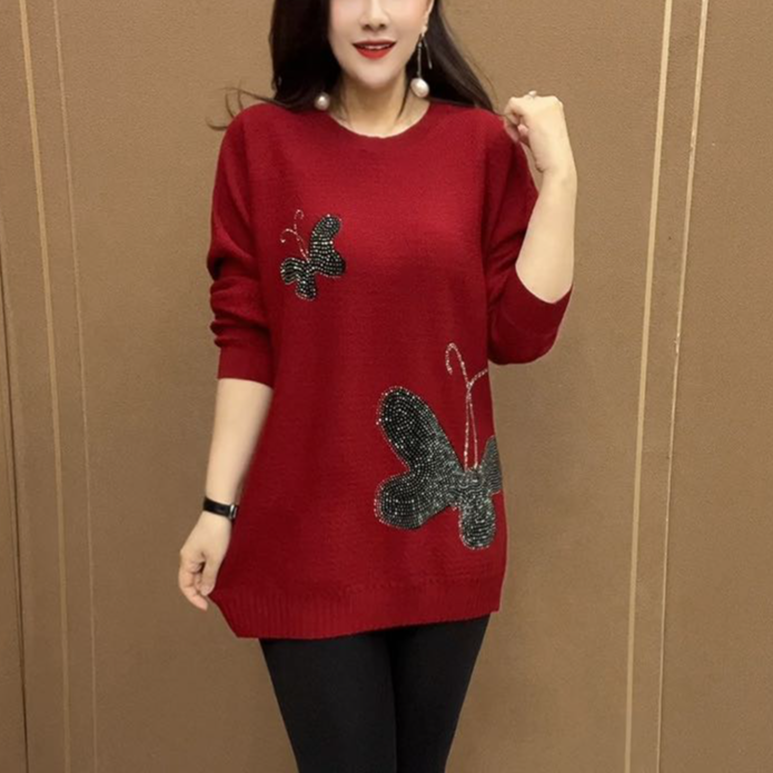 秋冬潮流显瘦遮肉毛衣新款高端气质韩版妈妈中长款百搭上衣针织衫