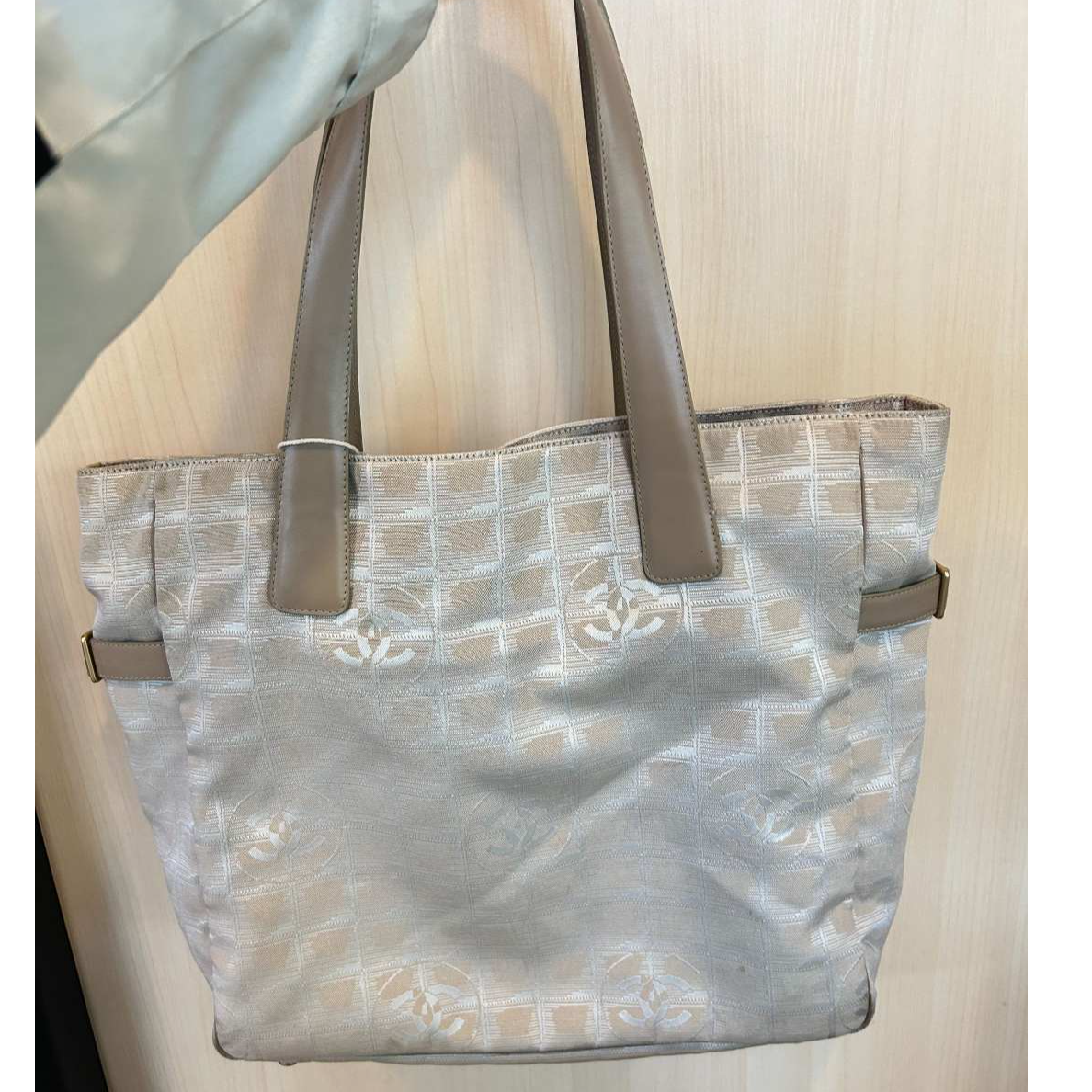 95新 Chanel/香奈儿 奶白色冰格托特包/云海优选/