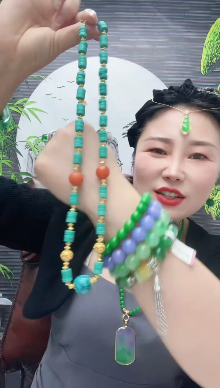 高货高瓷蓝色松松原创项链