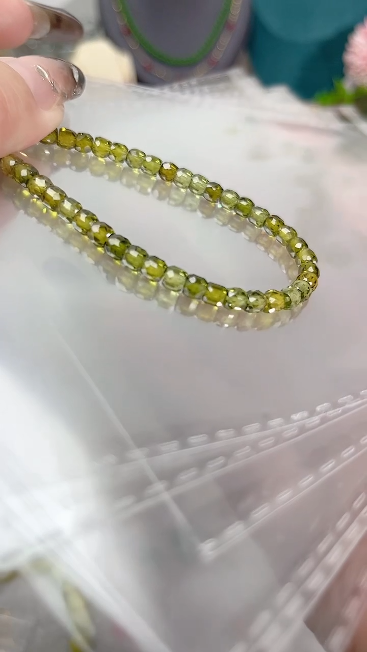 【闪购商品】锆石苏联钻手链银S925镶嵌绿色45