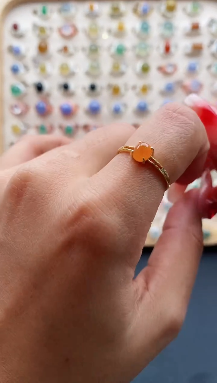 【闪购商品】翡翠戒指银S925镶嵌缅甸天然A货翡翠111 8+2