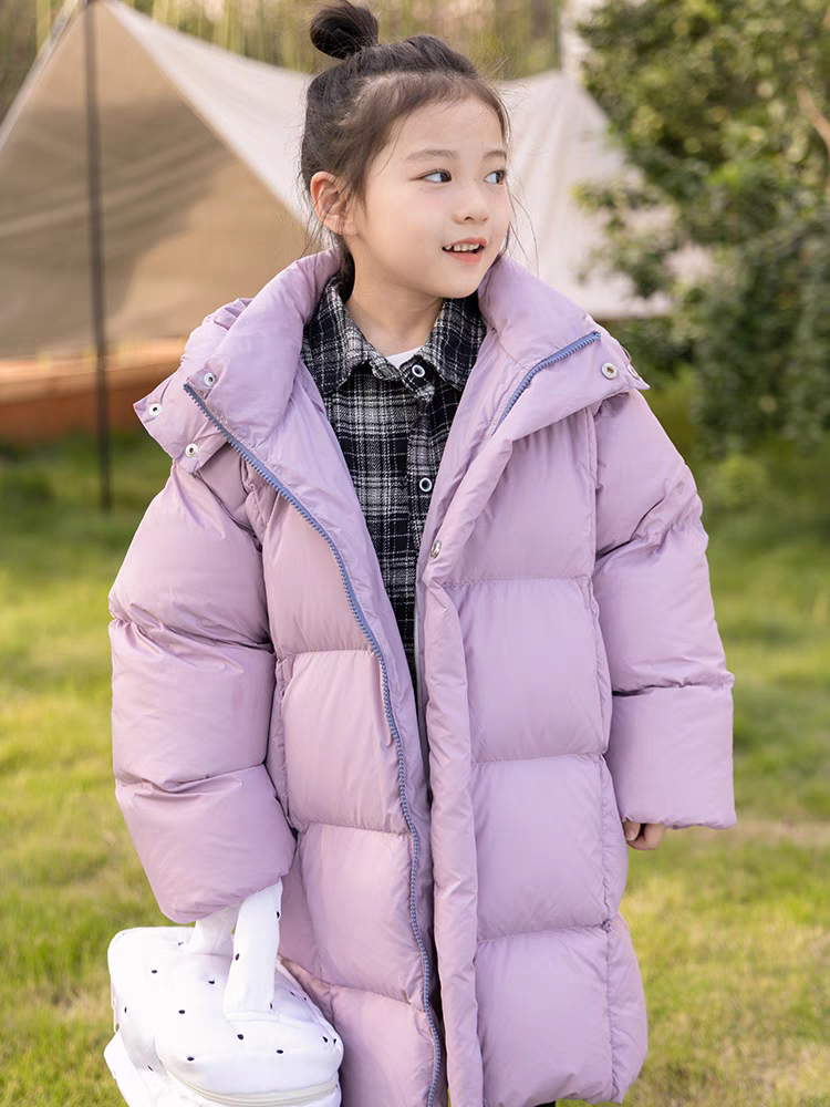 儿童羽绒服长款加厚女童韩版时尚90白鸭绒中大童保暖连帽冬装外套