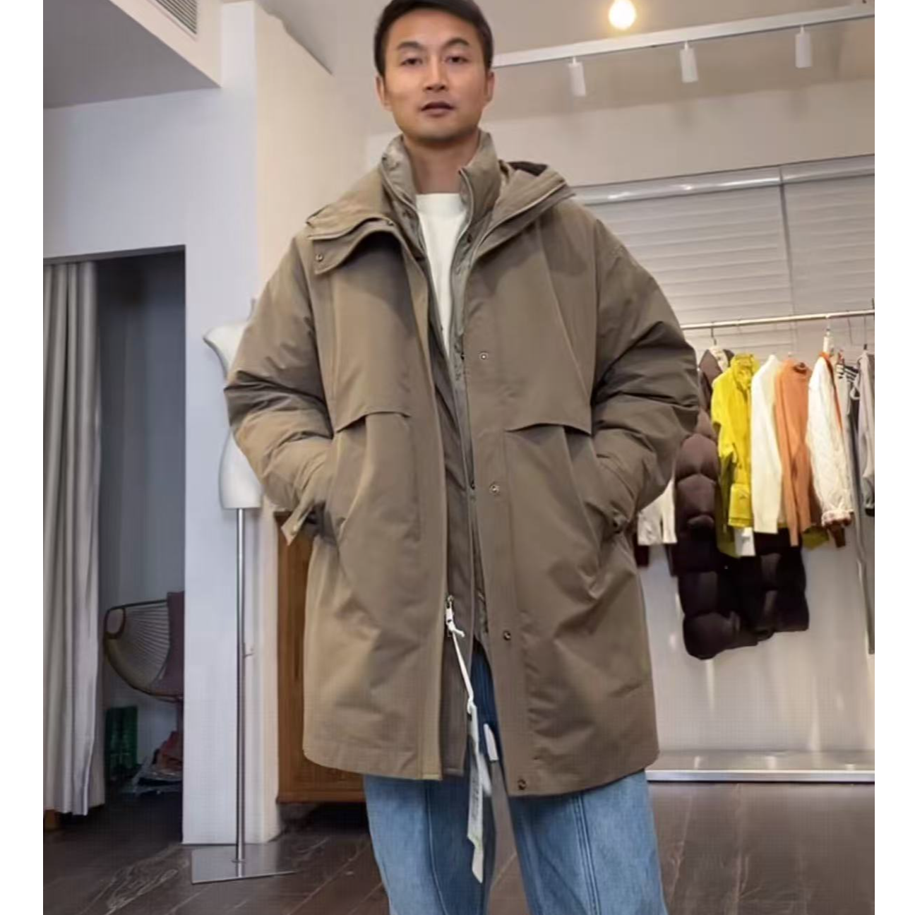  Mozch 连帽立领可拆卸一衣三穿超厚羽绒服男士外套【长82】69055