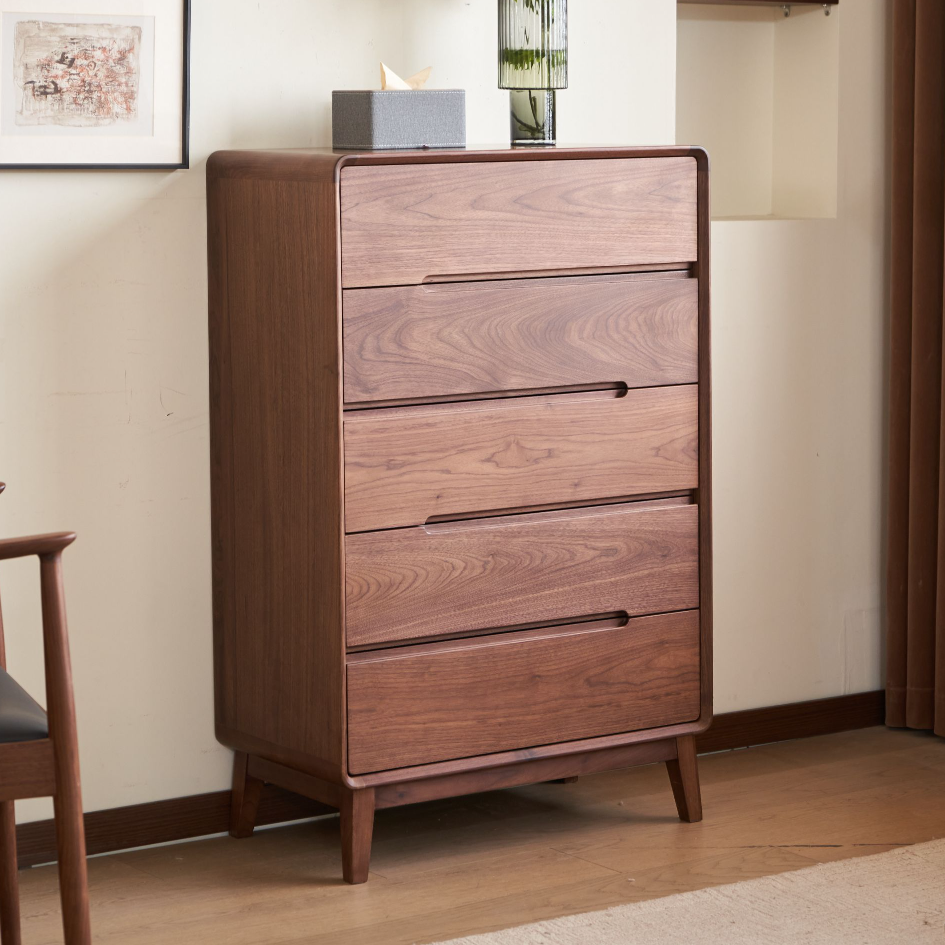 北美黑胡桃木五斗柜75*40*115