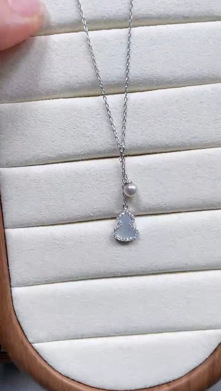 【闪购商品】海水珍珠颈饰银S925镶嵌海水珍珠葫芦套链