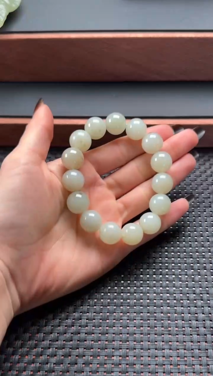 未镶嵌手串和田玉且末近矿卡14手串