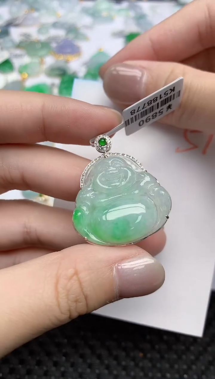 【闪购商品】翡翠颈饰18K金镶嵌天然翡翠A货