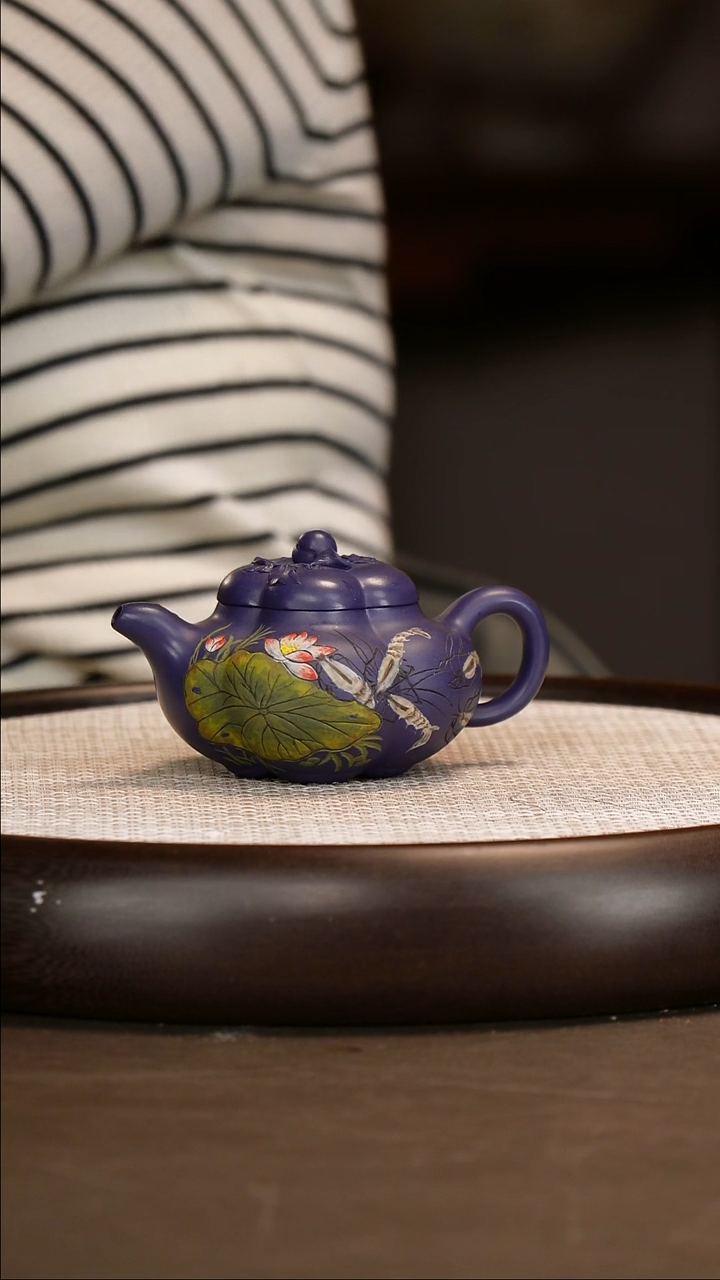 茶壶紫砂【潘洪均】阳羡墨蓝泥 上合桃  200cc